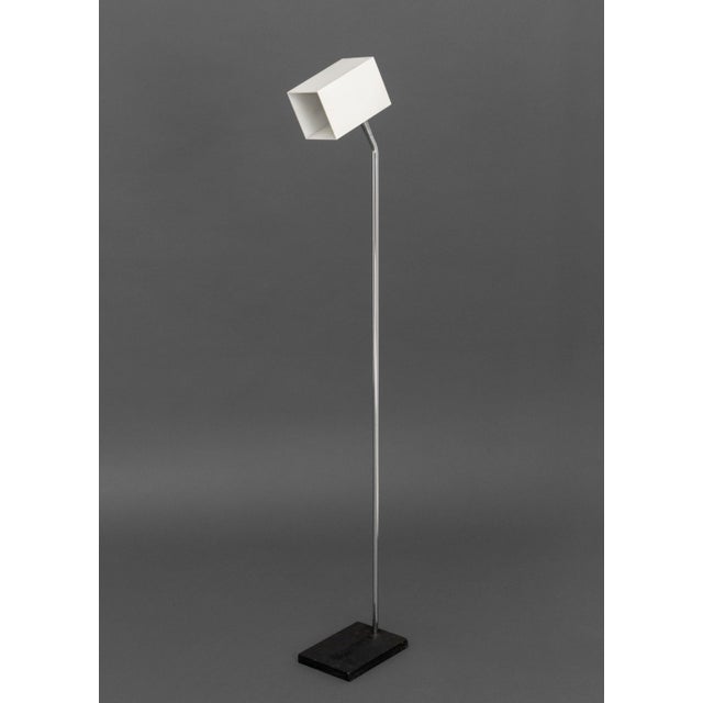 Robert Sonneman for George Kovacs Floor Lamp, with geometric white enameled shade. 49.75" H x 8.25" W x 5.75" D....