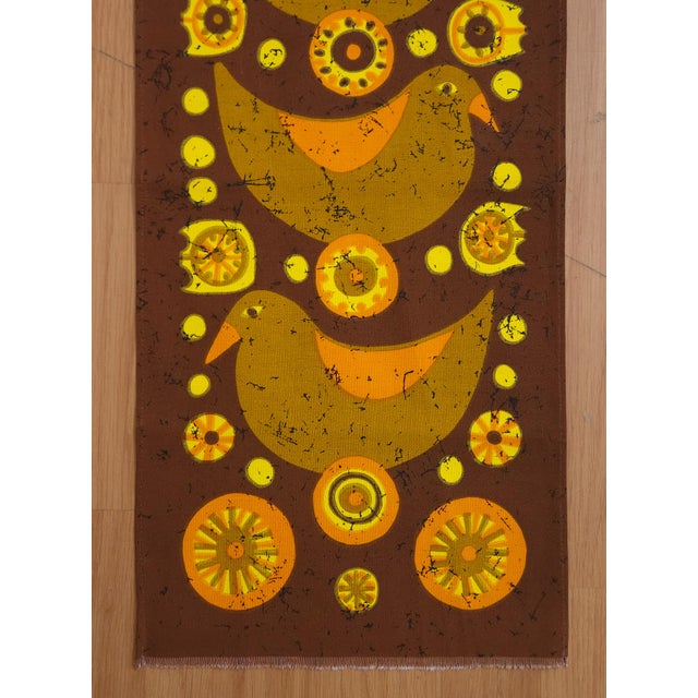 Mid-century screen-printed wall hanging. Signed by the german artist Traute Sänger Unused, very rare find in this...