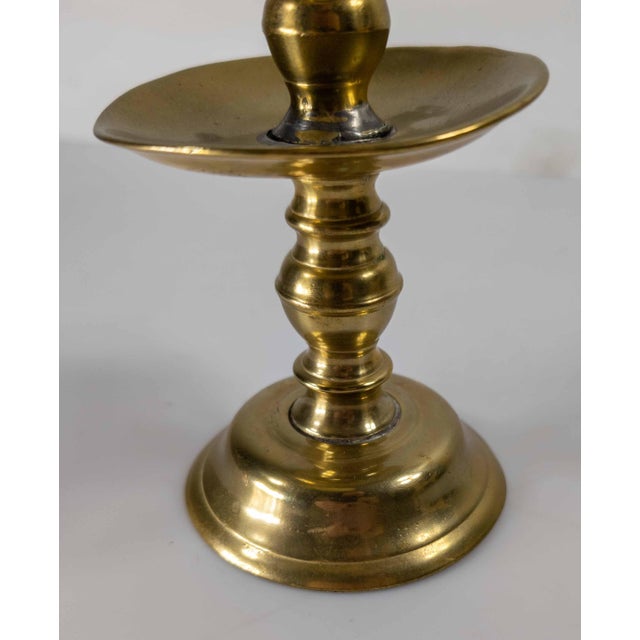 17th or 18th Century European Dutch Heemskirk Mid-Drip Brass Candlestick For Sale - Image 11 of 13