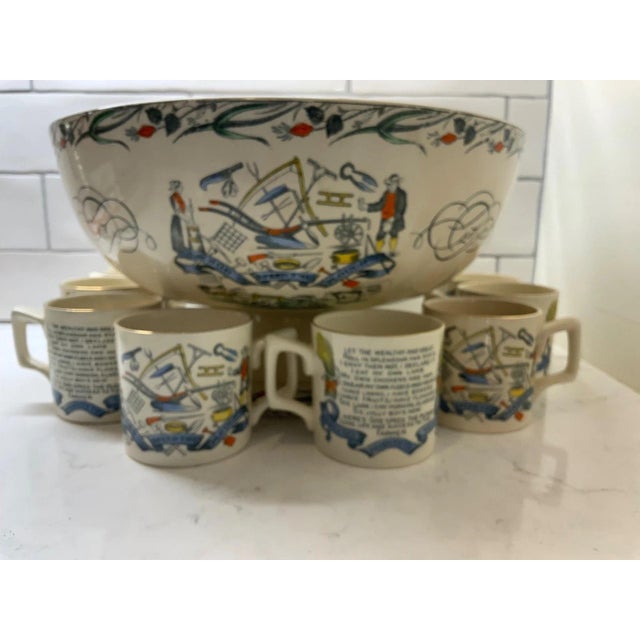 Late 19th Century Burgess & Leigh Farmers Arms 12" Punch Bowl, 8 cups , God Speed The Plough For Sale - Image 9 of 18
