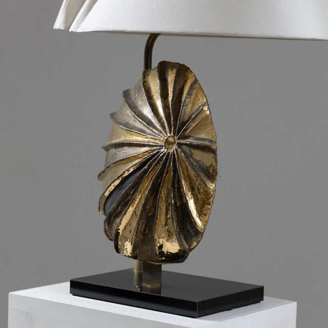 Textile Golden Ceramic Table Lamp, 1960s For Sale - Image 7 of 12