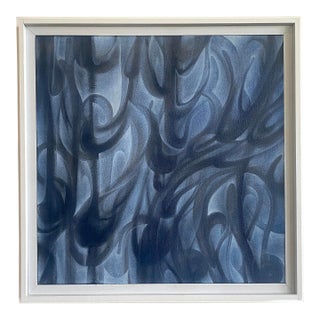Contemporary Black and Blue Abstract Painting For Sale