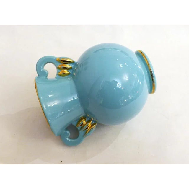 Ceramic Turquoise Earthenware Amphora Vase by B. Letalle for St-Clément, 1940s For Sale - Image 7 of 13