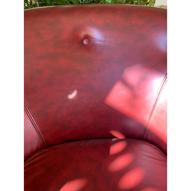 Pair of Vintage Mod Overman International Red Vinyl Swivel Pod Chairs Ca 1978 For Sale - Image 16 of 16