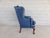 Royal Blue Vintage George I Style Leather Wingback Chair For Sale - Image 8 of 12