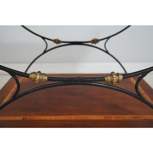 Wrought Iron Mahogany Rolling Bar Cart For Sale In Philadelphia - Image 6 of 12