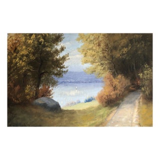 Eugène Devaud De Madelin, Sailboats on the Lake, Oil on Canvas, 1920s, Framed For Sale