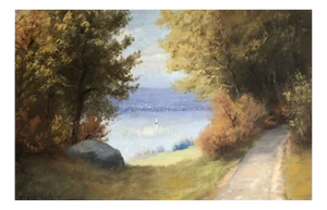 Eugène Devaud De Madelin, Sailboats on the Lake, Oil on Canvas, 1920s, Framed