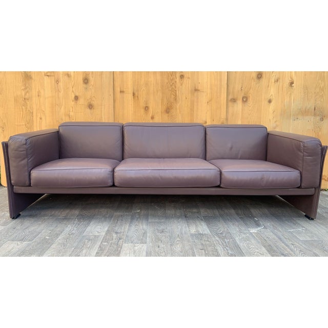 Mid 20th Century Mid Century Modern 405 Duc Sofa by Mario Bellini for Cassina in Plum Leather For Sale - Image 5 of 12