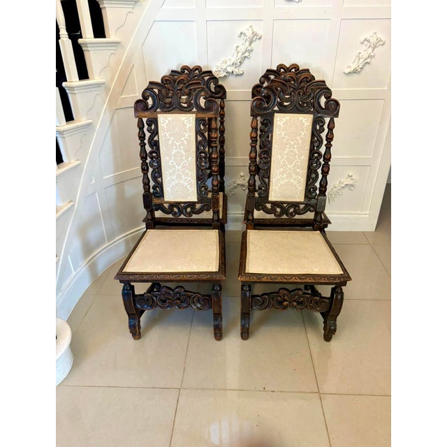 Antique Victorian Carved Oak Dining Chairs, 1860s, Set of 4 For Sale - Image 14 of 14