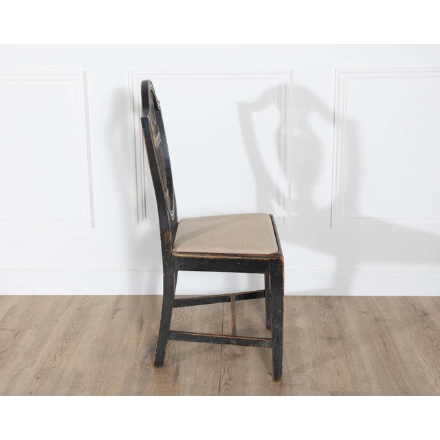 Black Set of Four 19th Century Swedish Blackened Wood and Gilt Lyre-Back Chairs For Sale - Image 8 of 18
