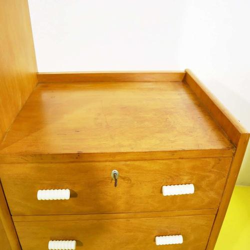 Vintage Wooden Wardrobe with Side Drawer and Slanted Legs For Sale - Image 4 of 10