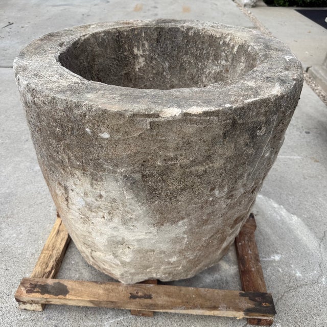 Gray Antique Limestone Trough 51626j 24"Dia For Sale - Image 8 of 9