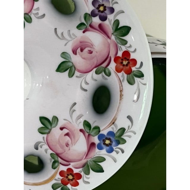 Vintage Bohemian Czech Lidded Dish Overlaid Cut Glass Cased Hand Painted For Sale - Image 4 of 6