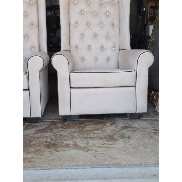 Unusually Tall Wingback Throne Chairs For Sale - Image 12 of 14