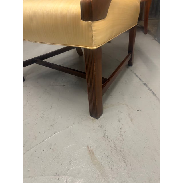 1990s Southwood Mahogany Lolling Chair / Martha Washington Armchair in Gold Strié For Sale - Image 10 of 11