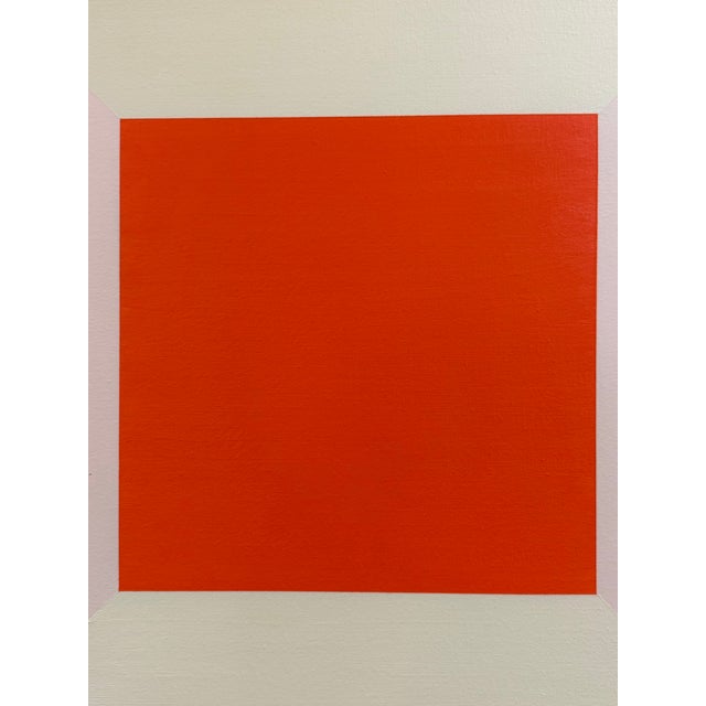 Wood French Artist Patrice Bertin Square Composition Oil on Canvas Signed and Custom Framed For Sale - Image 7 of 11