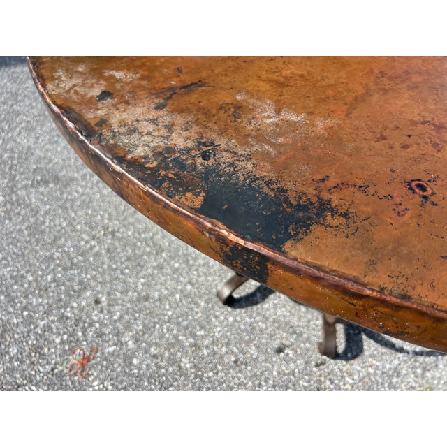 1940s 1940s Hammered Copper Dining Table, Wrought Iron Table Base For Sale - Image 5 of 10