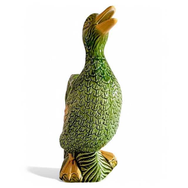 French Majolica Duck Pitcher by Keller & Guerin for Saint Clement, 1900s For Sale - Image 13 of 16