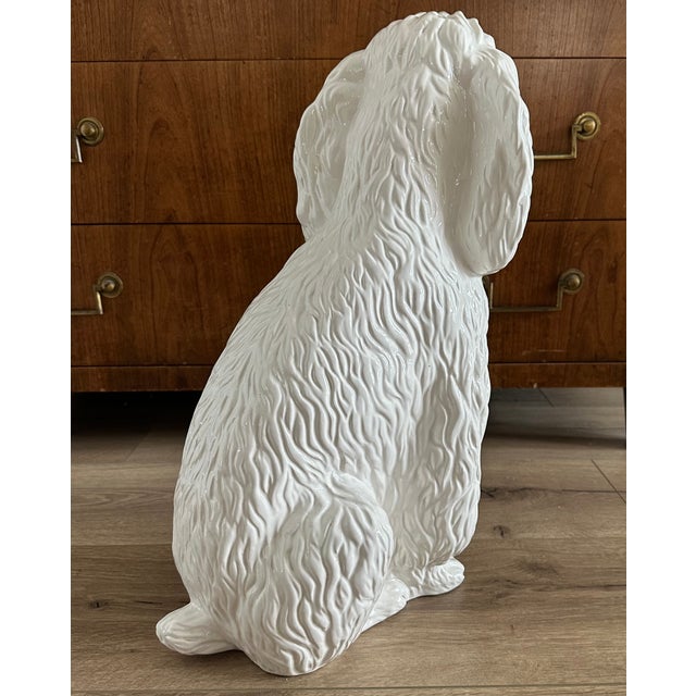 Italian Ceramic White Poodle Life Size Signed For Sale - Image 4 of 9