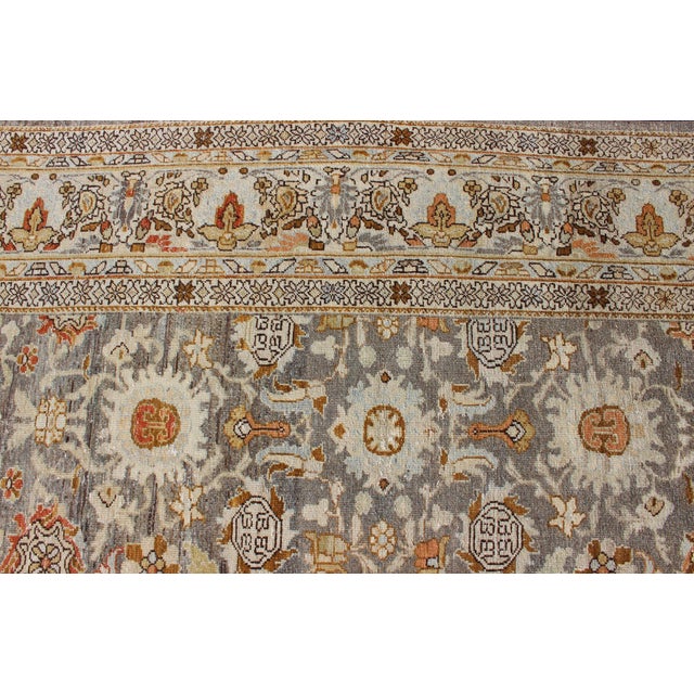 Large All-Over Gray and Orange Persian Malayer Rug With All-Over Floral Design 10'2 X 13'6 For Sale - Image 11 of 13