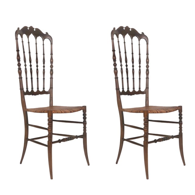 Set of Mid-Century Chiavari Chairs with Cane Seats, 1955 For Sale
