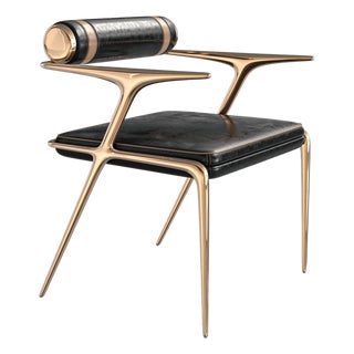"Sfida" Chair, With Bronze and Tailor Made Leather For Sale