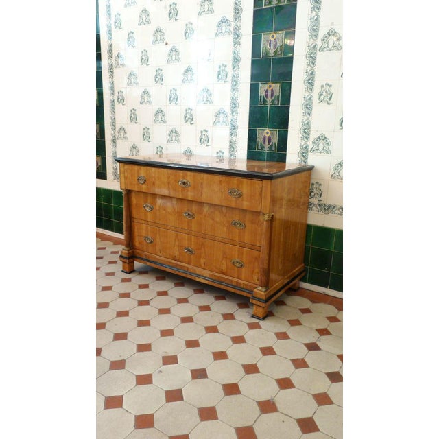Biedermeier Cherry Wood Chest of Drawers with Columns, 1830 For Sale - Image 11 of 15
