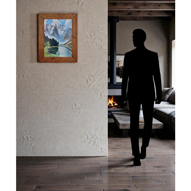 Mount Cristallo and Landro Lake, Oil Painting, 1950s For Sale - Image 7 of 14