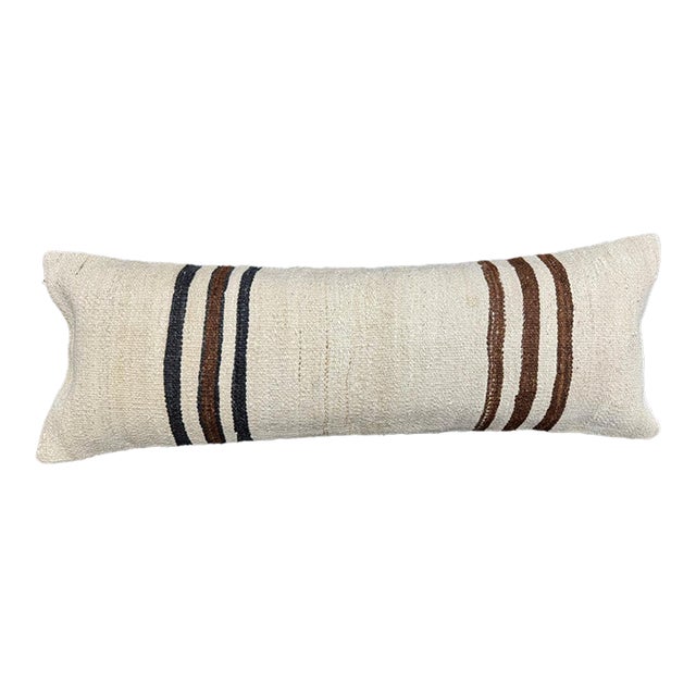 Turkish Hemp Pillow Cushion Natural Beige Brown Cushion Cover 14"x40" For Sale