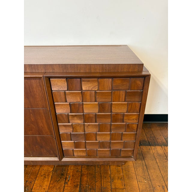 Midcentury Paul Evans Style Brutalist Walnut Dresser Credenza by Tabago For Sale - Image 9 of 9