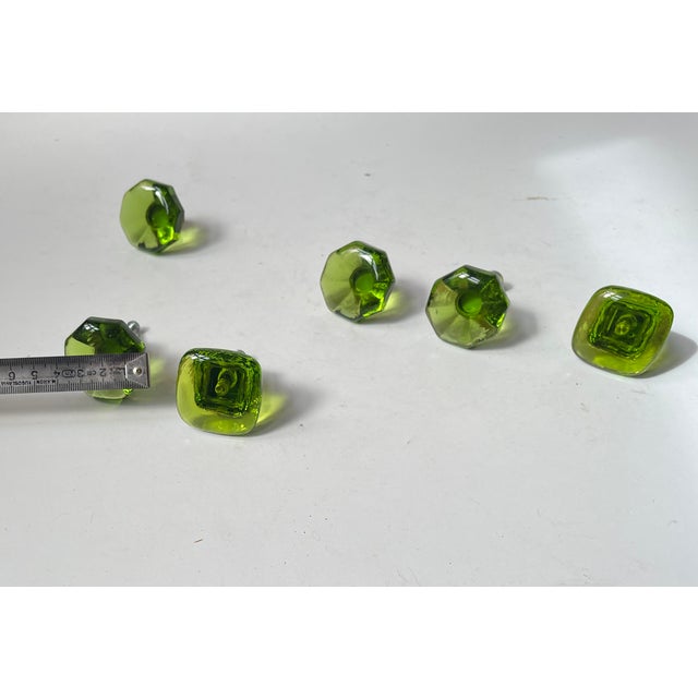 Vintage Swedish Green Glass Knobs, 1960s, Set of 6 For Sale - Image 9 of 11