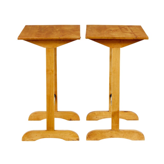 1920s Early 20th Century Swedish Birch Side Tables, 1920, Set of 2 For Sale - Image 5 of 8