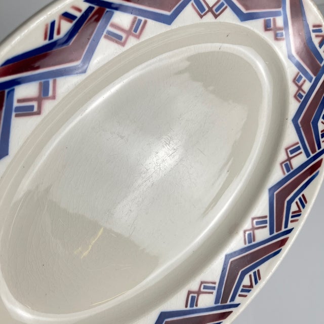 Antique Oval Babylone Platter from Badonviller, 1900s For Sale - Image 9 of 10