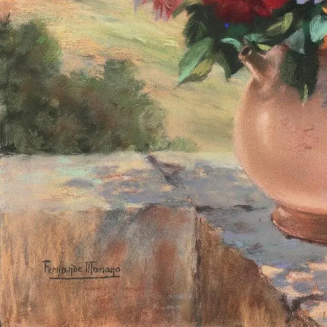 Realism 'Still Life by the Beach' by Fernande Mariano, Circa 1957, Dahlia, Daisies, Mums, Chrysanthemum, Lodi For Sale - Image 3 of 9