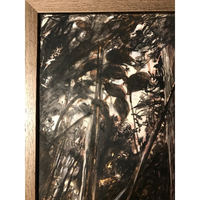 Original Tempera Forest Painting on Masonite Board signed and dated 2009 by unknown artist. Aprox. dimensions: Painting:...