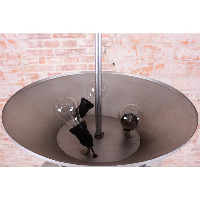 Metal Bauhaus Chandelier in Chrome and Sandblasted Glass from F. Anýž, Czech, 1930s For Sale - Image 7 of 17