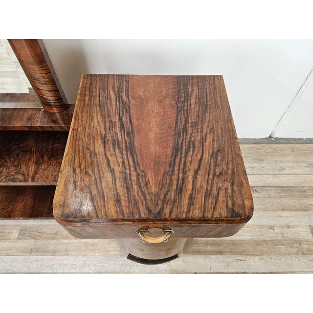 Art Deco Dressing Table in Walnut Burl with Mirror, 1940s For Sale - Image 11 of 18
