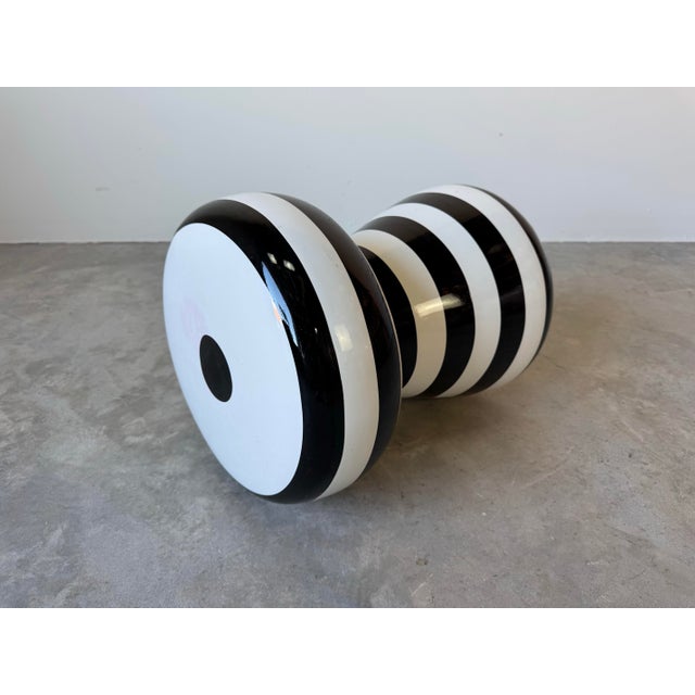 Gervasoni “InOut” Black and White Striped Champagne Cork Side Table by Paola Navone For Sale - Image 9 of 12