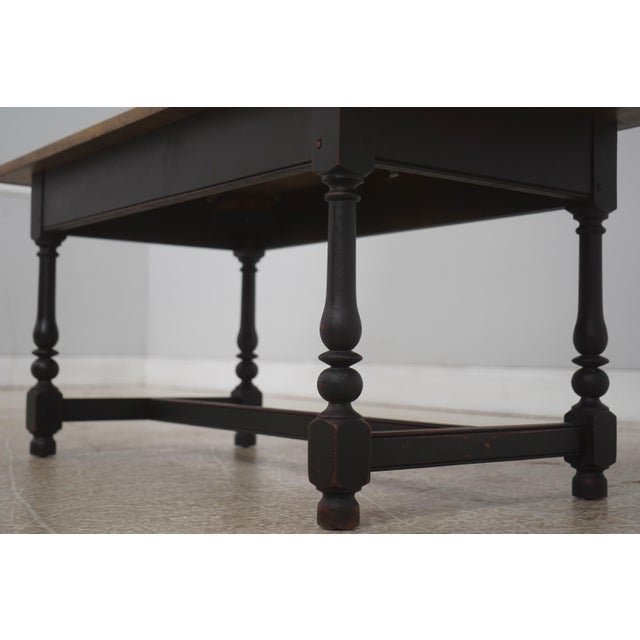 Wood Tiger Maple Top Black Base Coffee Table For Sale - Image 7 of 13