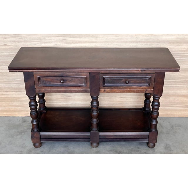 Early 20th Spanish Large Side Table with two drawers or Large Nightstands For Sale - Image 6 of 18