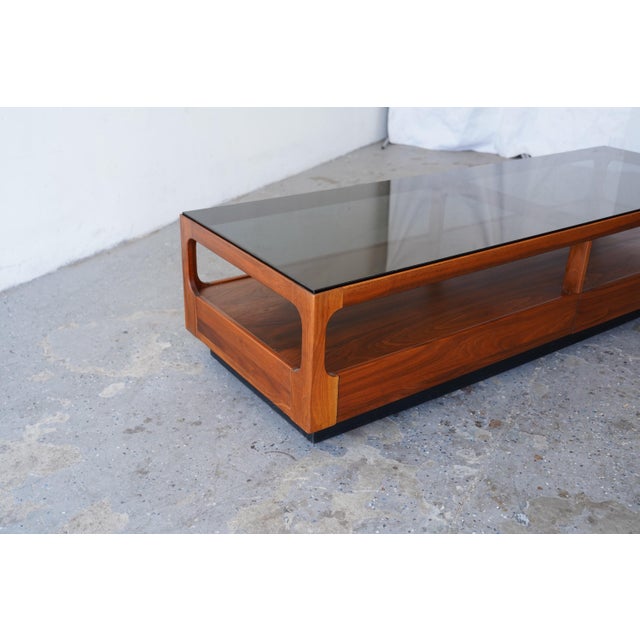 1960s 1960s John Keal Brown Saltman Mid-Century Modern Coffee Table W Smoked Glass Top For Sale - Image 5 of 16