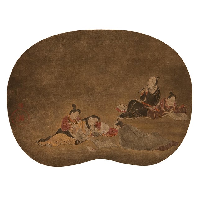 Vintage Japenese Print in Burlwood frame Photo is taken without glass on top of print. There are small blemishes on the...