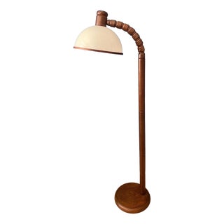 Mid-Century Brown Wooden Floor Lamp with Acrylic Glass Shade from Steinhauer For Sale