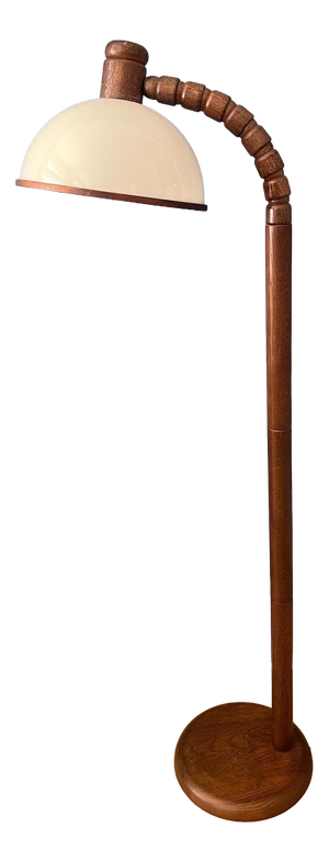 Mid-Century Brown Wooden Floor Lamp with Acrylic Glass Shade from Steinhauer