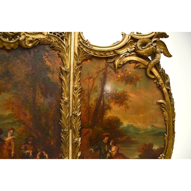 Antique French Painted Gilt Wood Screen, 1880s For Sale - Image 12 of 18