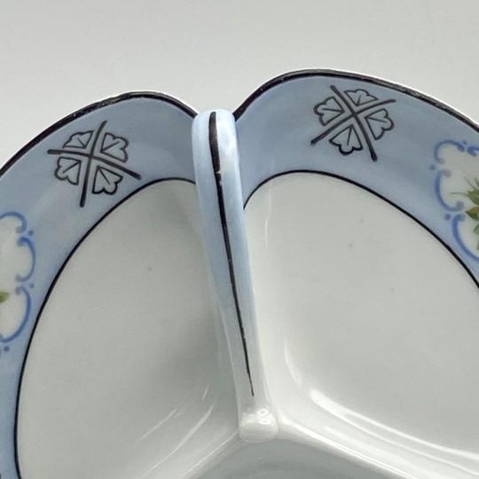 Vintage Reinhold Schlegelmilch Porcelain Divided Trefoil Candy Dish With Flowers For Sale - Image 11 of 16