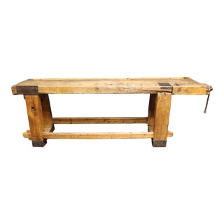 19th Century Rustic Maple & Pine Carpenters Bench/Console Table For Sale