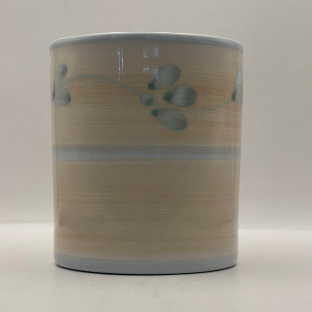 Shabby Chic 1980s Peach Floral Coffee Mug For Sale - Image 3 of 7