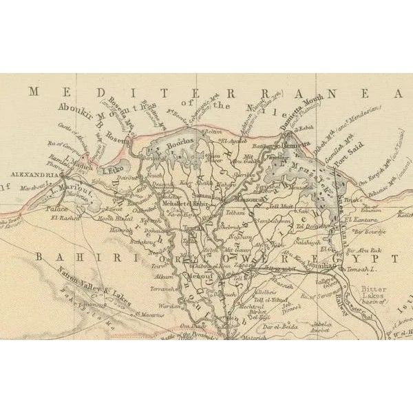 Antique Map of Egypt, Nubia and Abyssinia, 1882 For Sale - Image 3 of 7